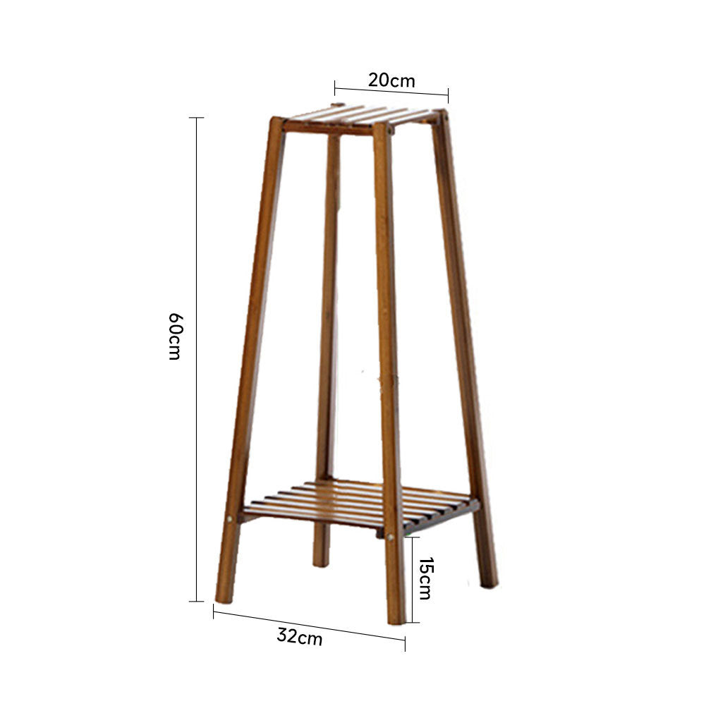 2 Tier Modern Wood Plant Stand Flowers Pots Holder