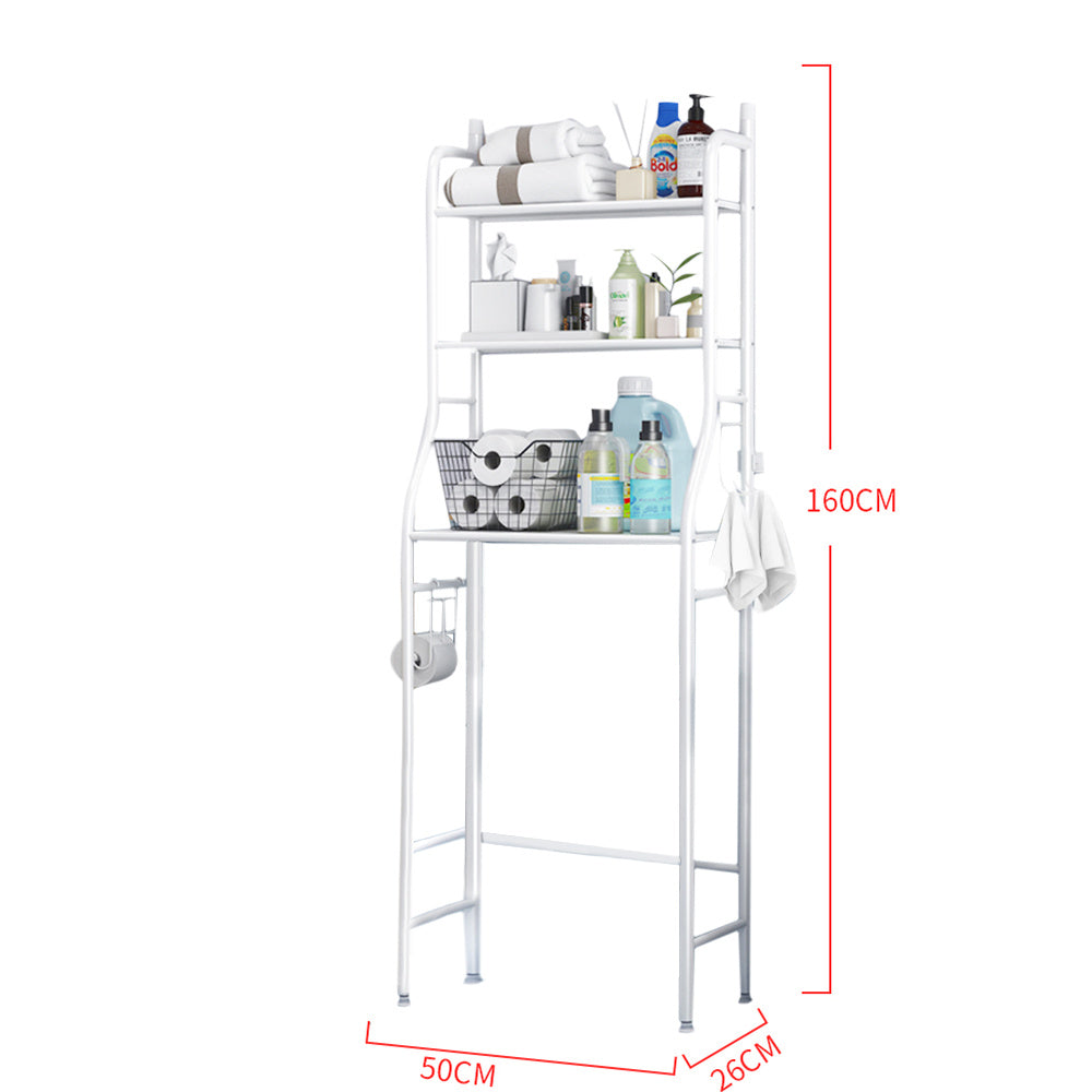 3 Tier Over the Toilet Bathroom Storage Space Holder Stand, White