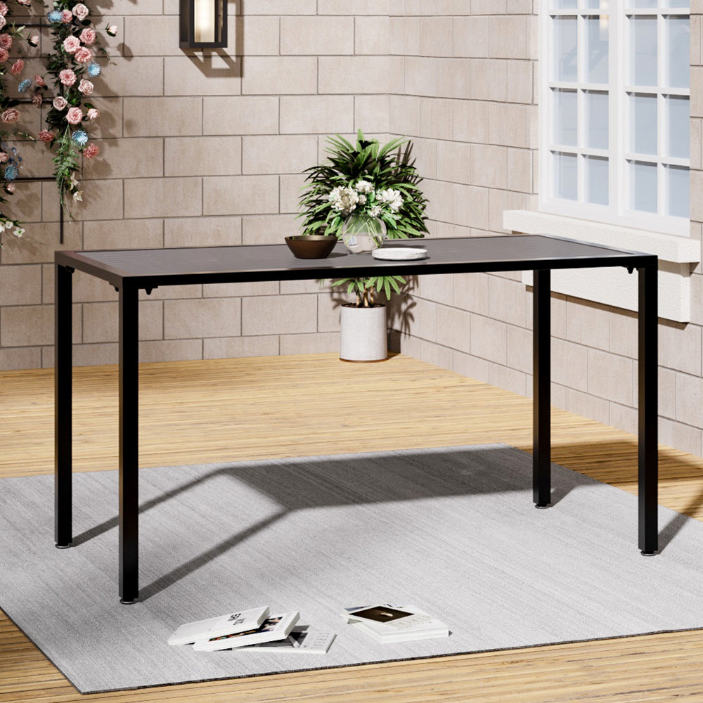 Grey 150cm Rectangular Outdoor Dining Table with Parasol Hole