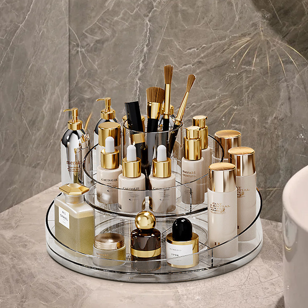 Circular Chic Transparent Makeup Storage Carousel