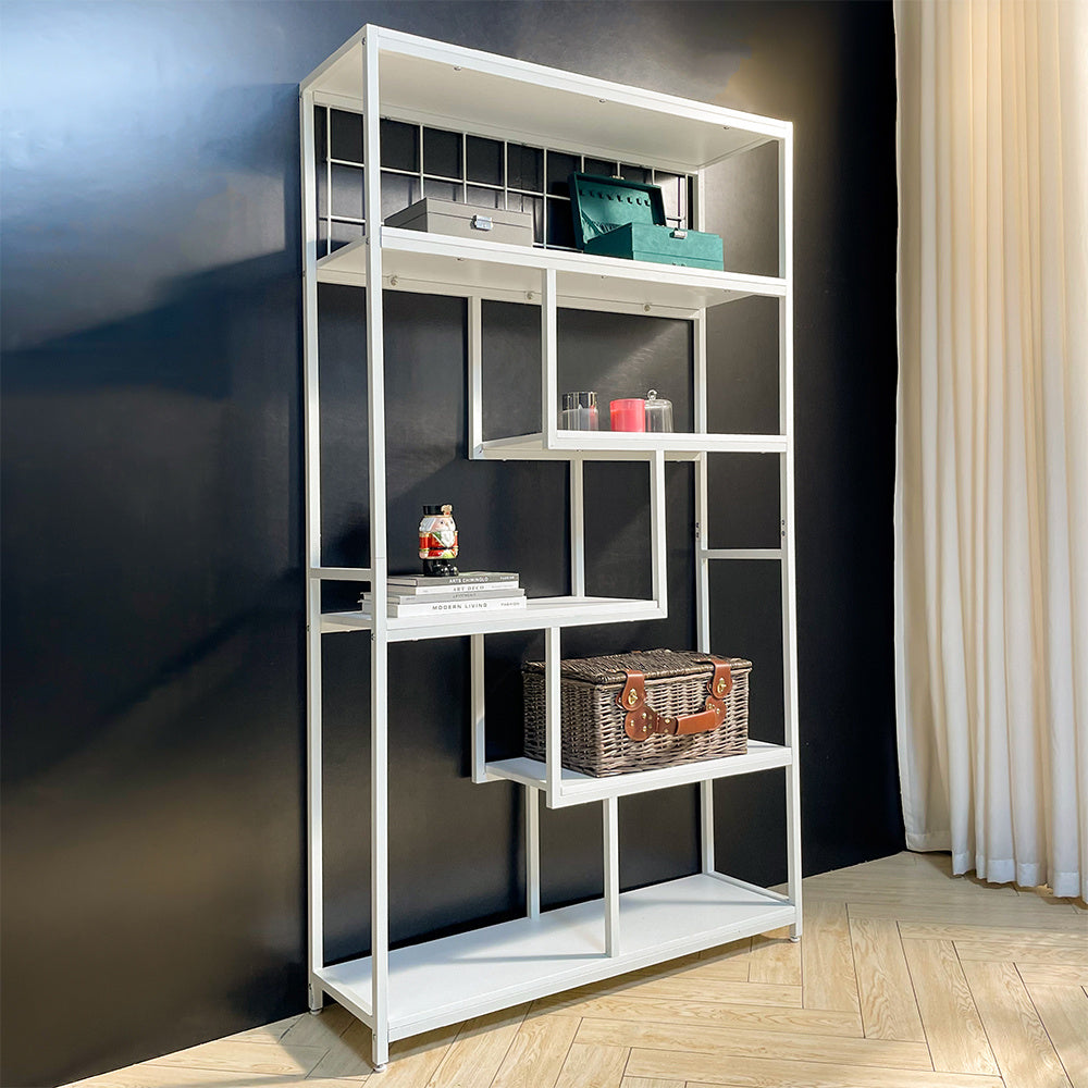 White 6 Tier Open Bookcase Storage Shelf
