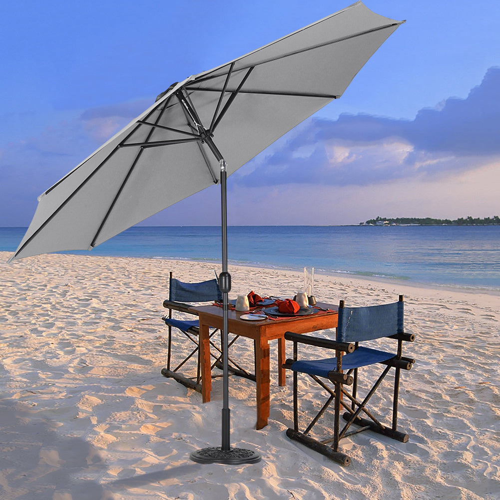 3M Large Round Garden Parasol Outdoor Beach Umbrella Patio Sun Shade Crank Tilt No Base Light Grey
