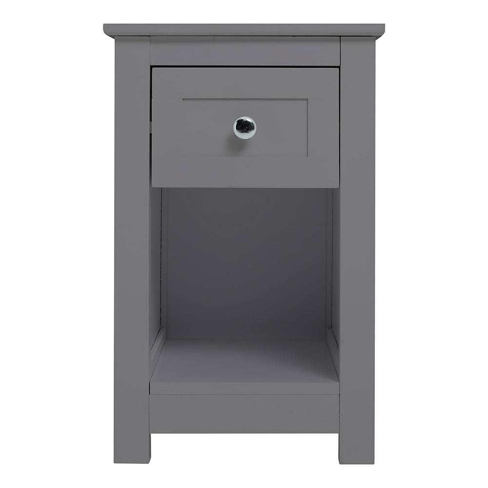 Small Wooden Beaside Table Cabinet with Drawer Shelf Storage, Grey