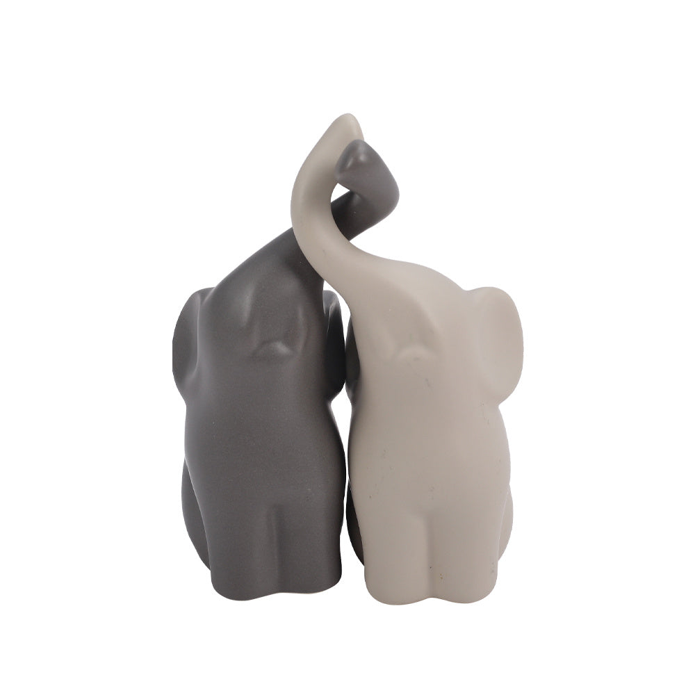 Set of 2 Ceramic Couple Elephant Statue Elephant Ornaments