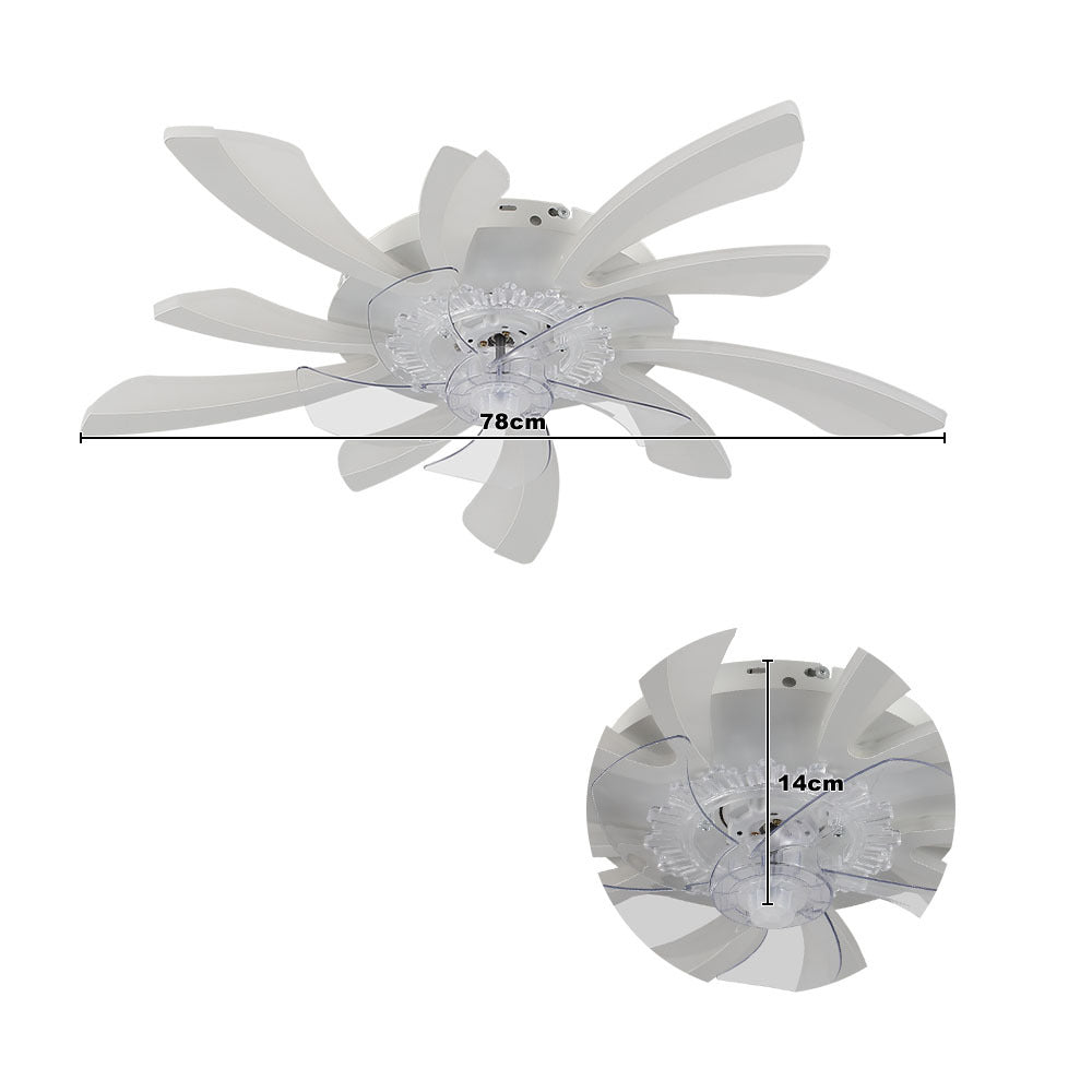 White Creative Ceiling Fan with LED Stepless Dimming Light