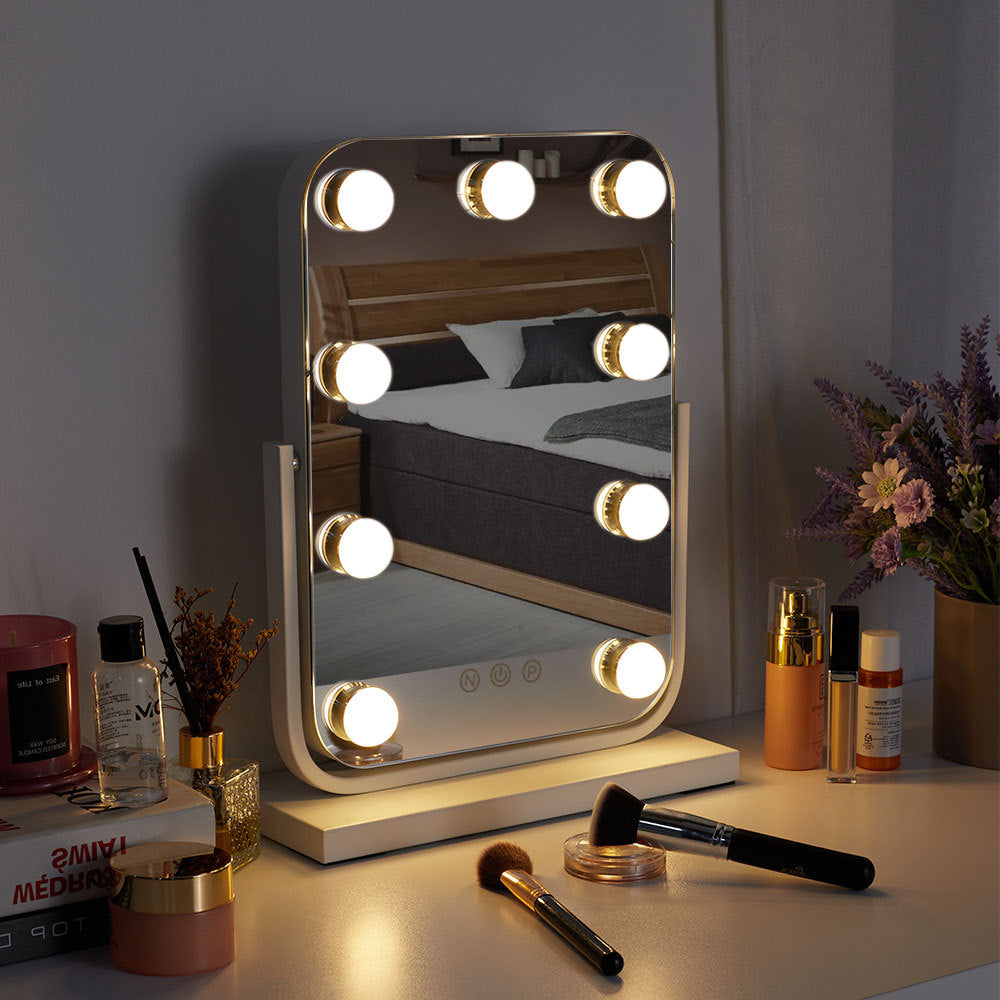 Black Rectangle Hollywood Vanity Mirror with Dimmable LED Lights