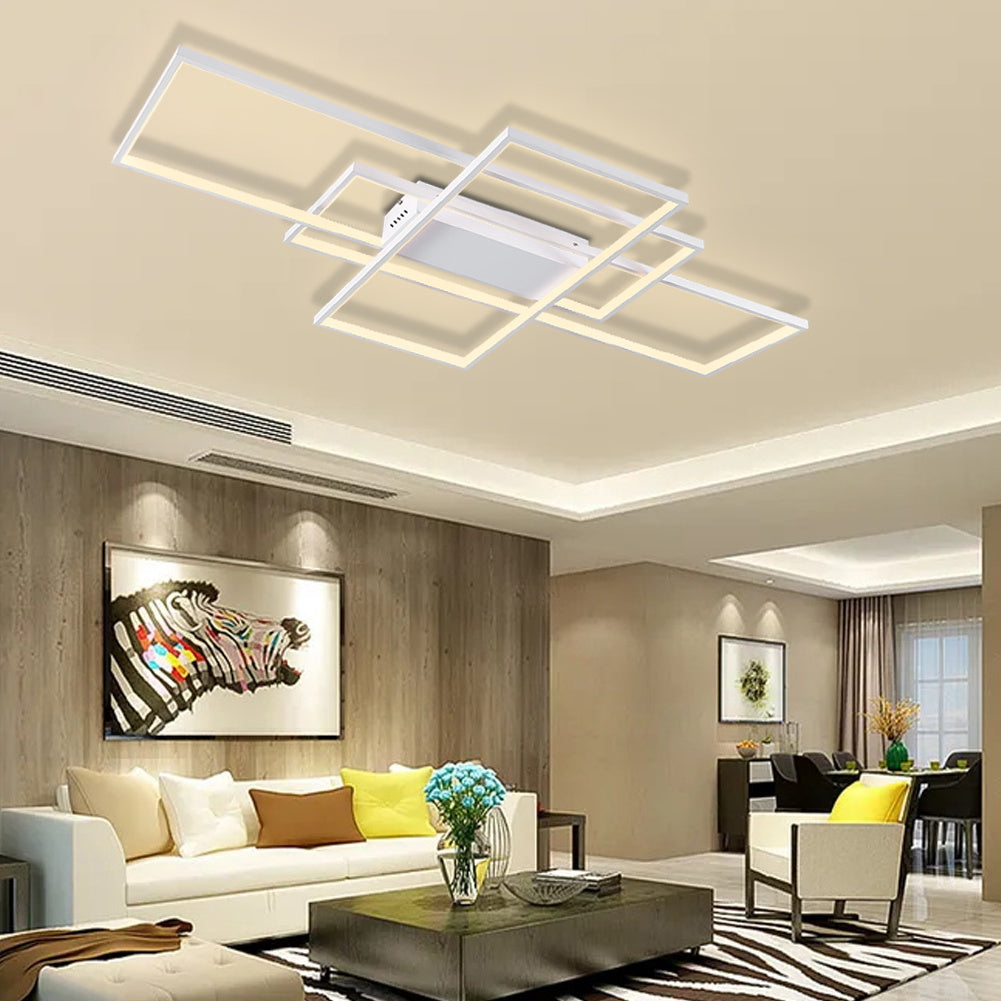 Modern Rectangle LED Chandelier Ceiling Light , 110CM Dimmable