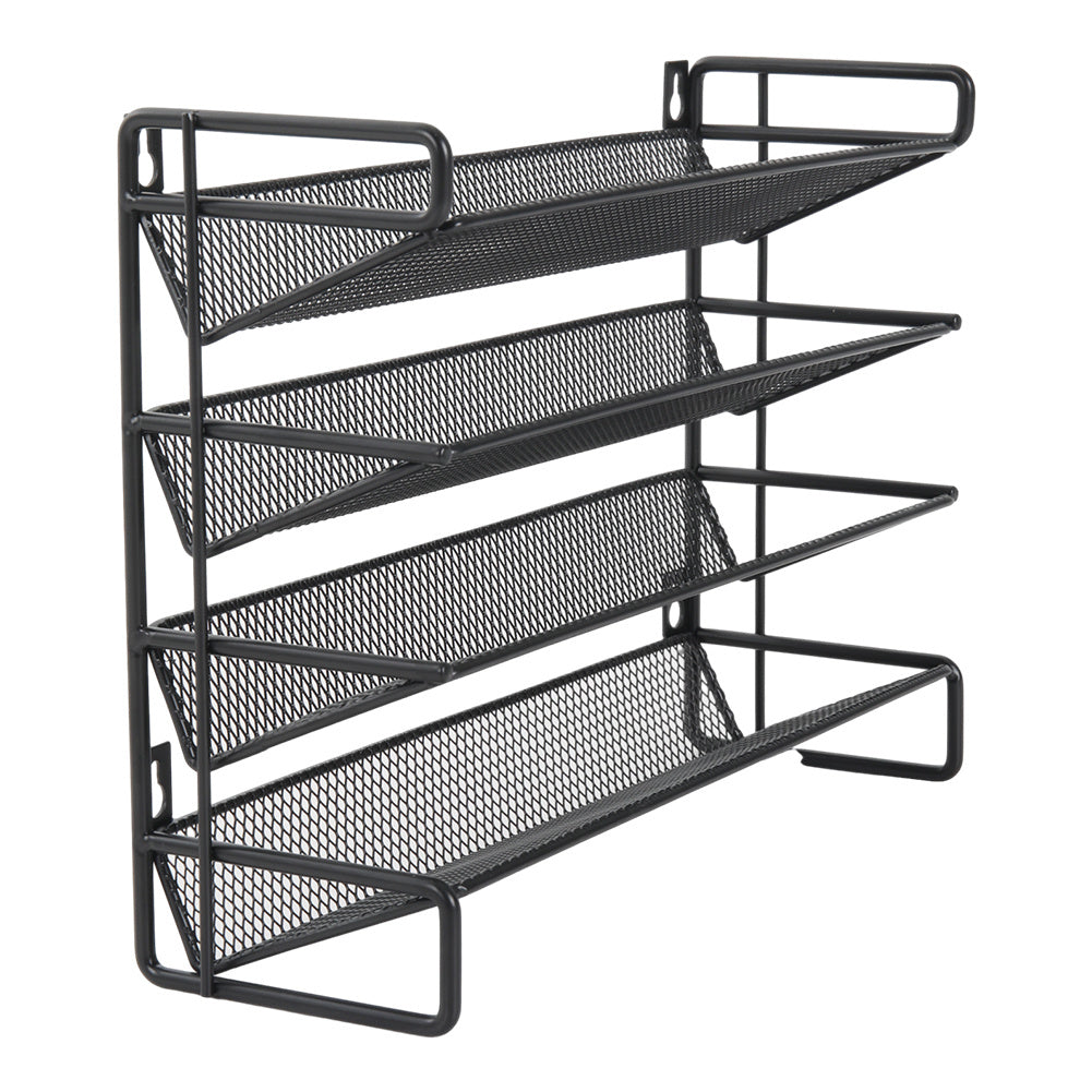 Black 4 Tier Metal Spice Rack Organizer