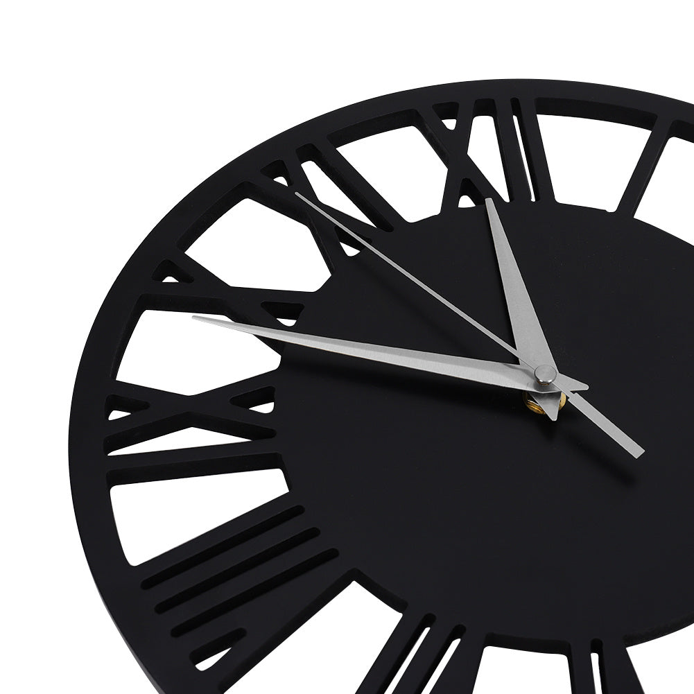 30CM Large Elegant Roman Numerals Open Round Wall Clock, Grey and Silver