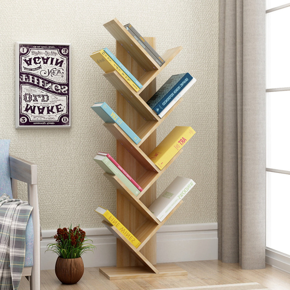 9 Layer Tree Shape Bookshelf Desktop Organizer, Natural