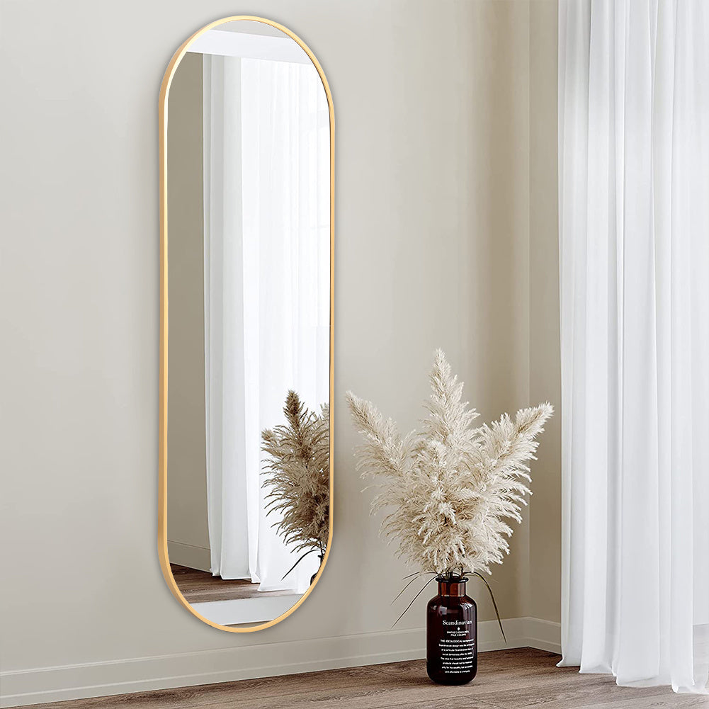 Gold 150cm Oval Full Length Wall Mounted Mirror