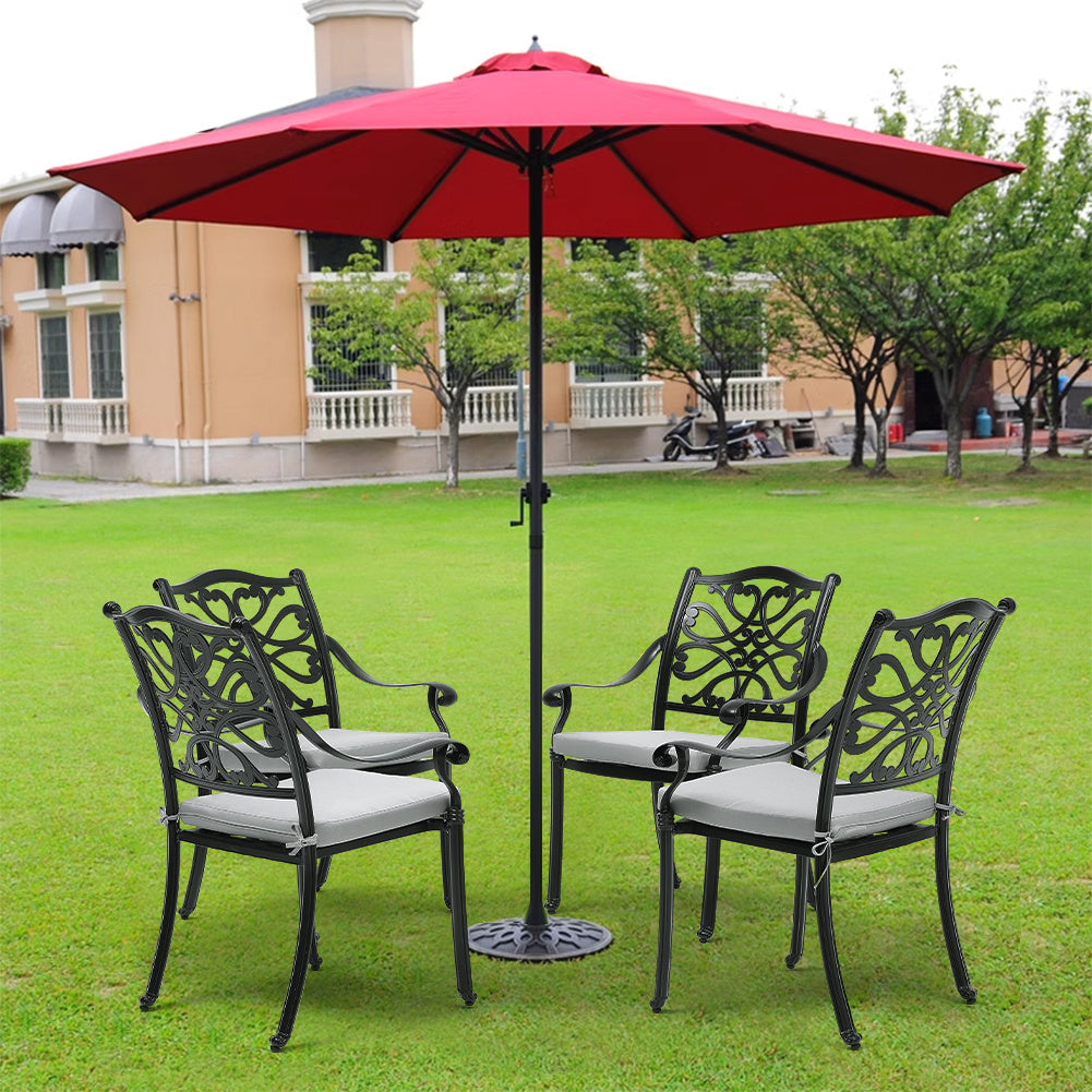 4Pcs Aluminum Outdoor Patio Dining Armchair with Cushion