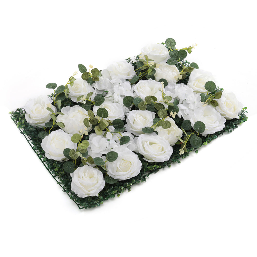 Artificial Plant Hedge Greenery Wall Panel with Eucalyptus Rose