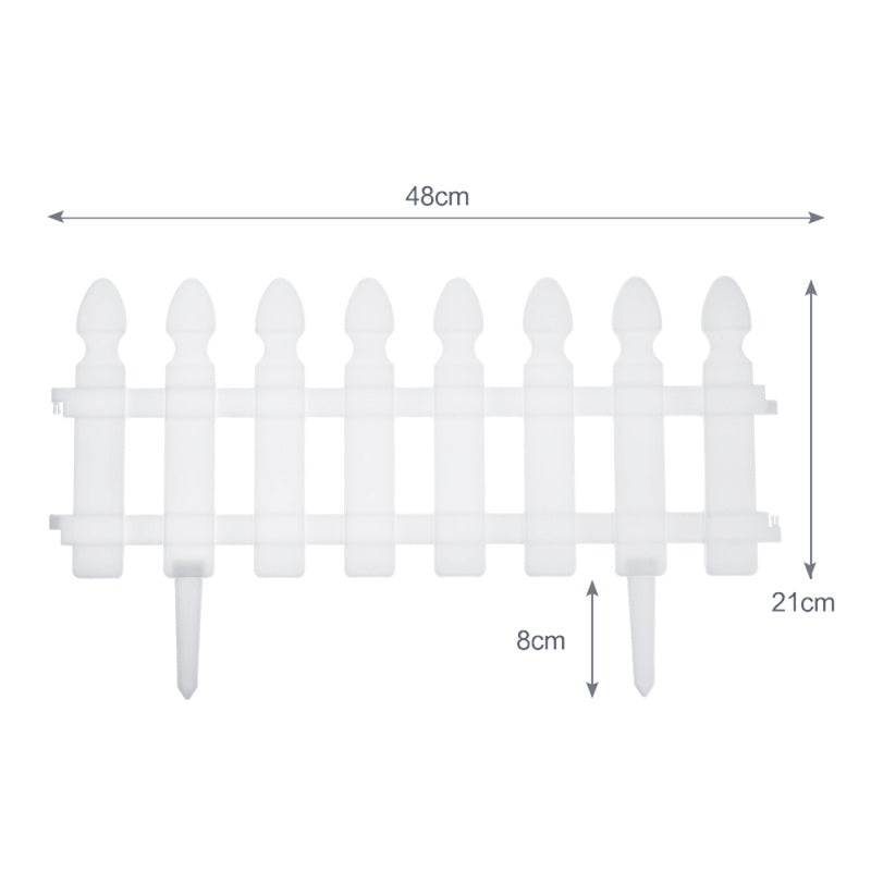 White Set of 4 Plastic Picket Garden Fence Path Border