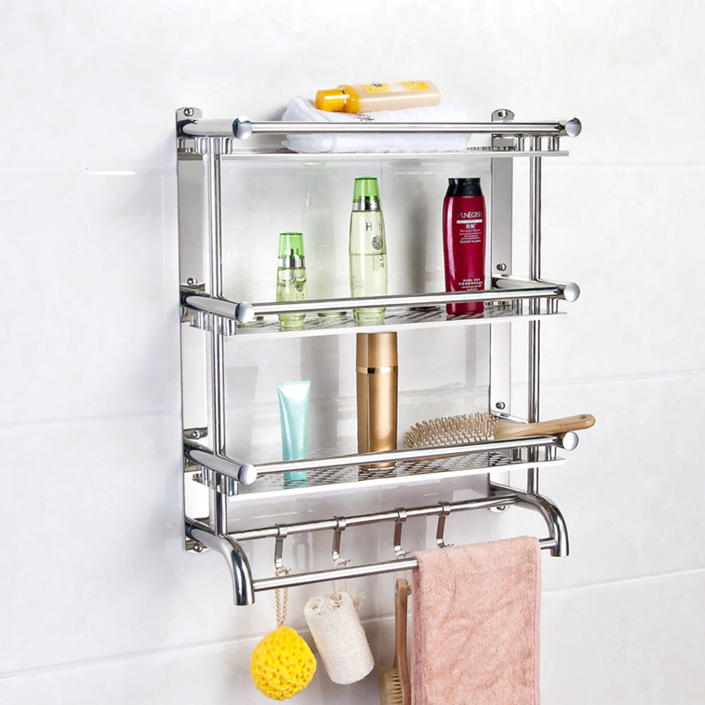 3 Tier Wall Storage Rack with Hook for Bathroom