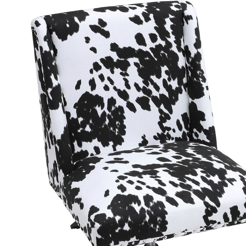 Velvet Office Chair Black and white spots 5-Claw Metal Legs