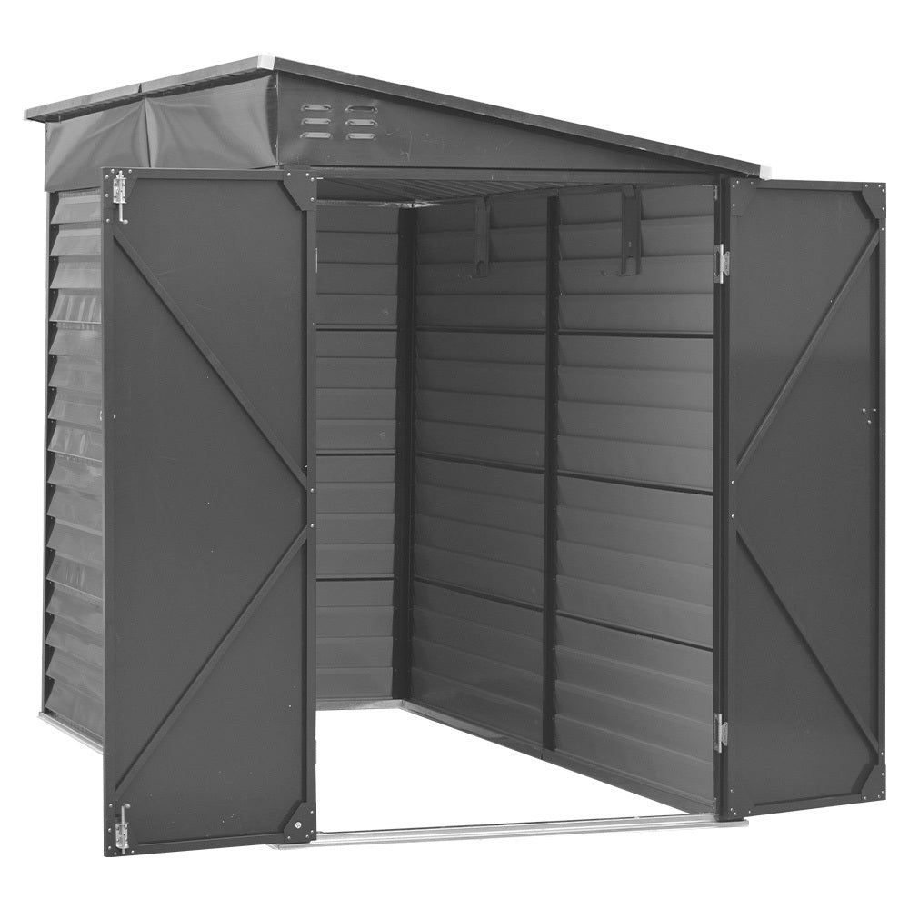 Charcoal Black Outdoor Garden Steel Storage Shed