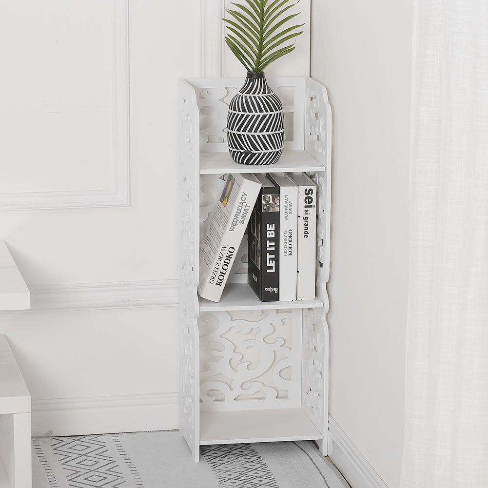 White Carved 3 Tier Storage Shelf Organiser