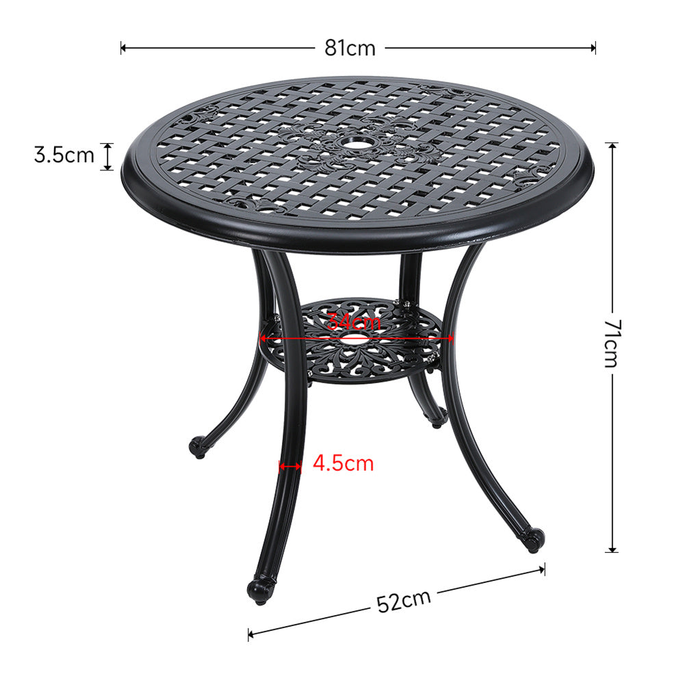 Cast Aluminum Patio Dining Table with Umbrella Hole