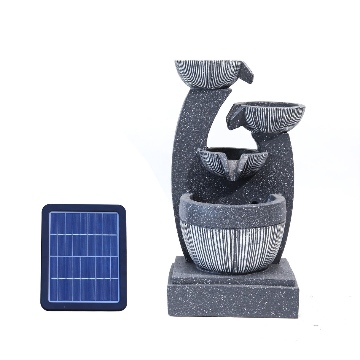 Solar Powered Water Fountain Rockery Decoration