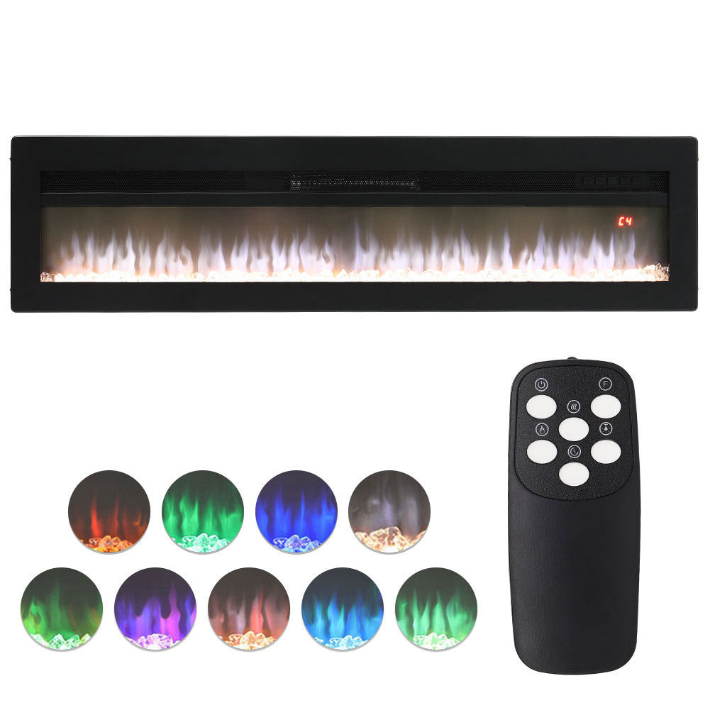 LED Electric Wall Fireplace 9 Flame Colours with Freestanding Leg, Black 50inch