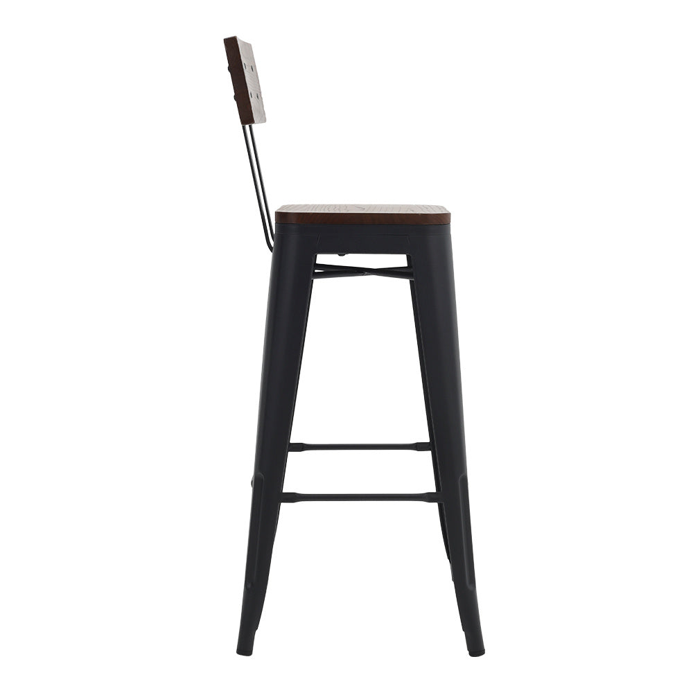 2Pcs Metal Breakfast Bar Stools with Backrest