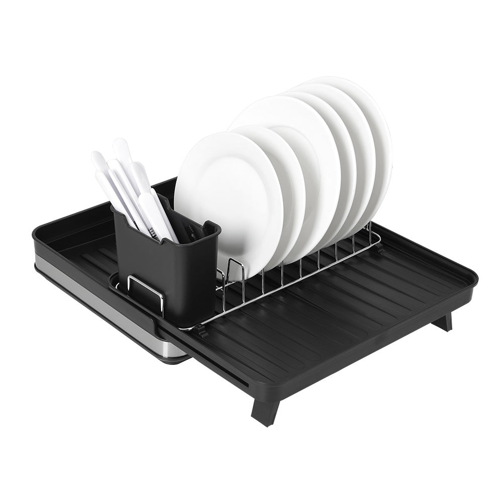Black Kitchen Expandable Organizer Dish Drainer Rack