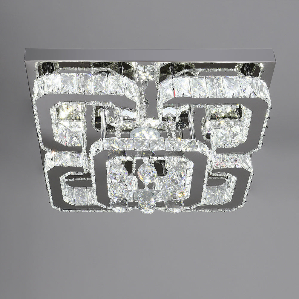 50CM Square LED Crystal Pendant Ceiling Light Cool White