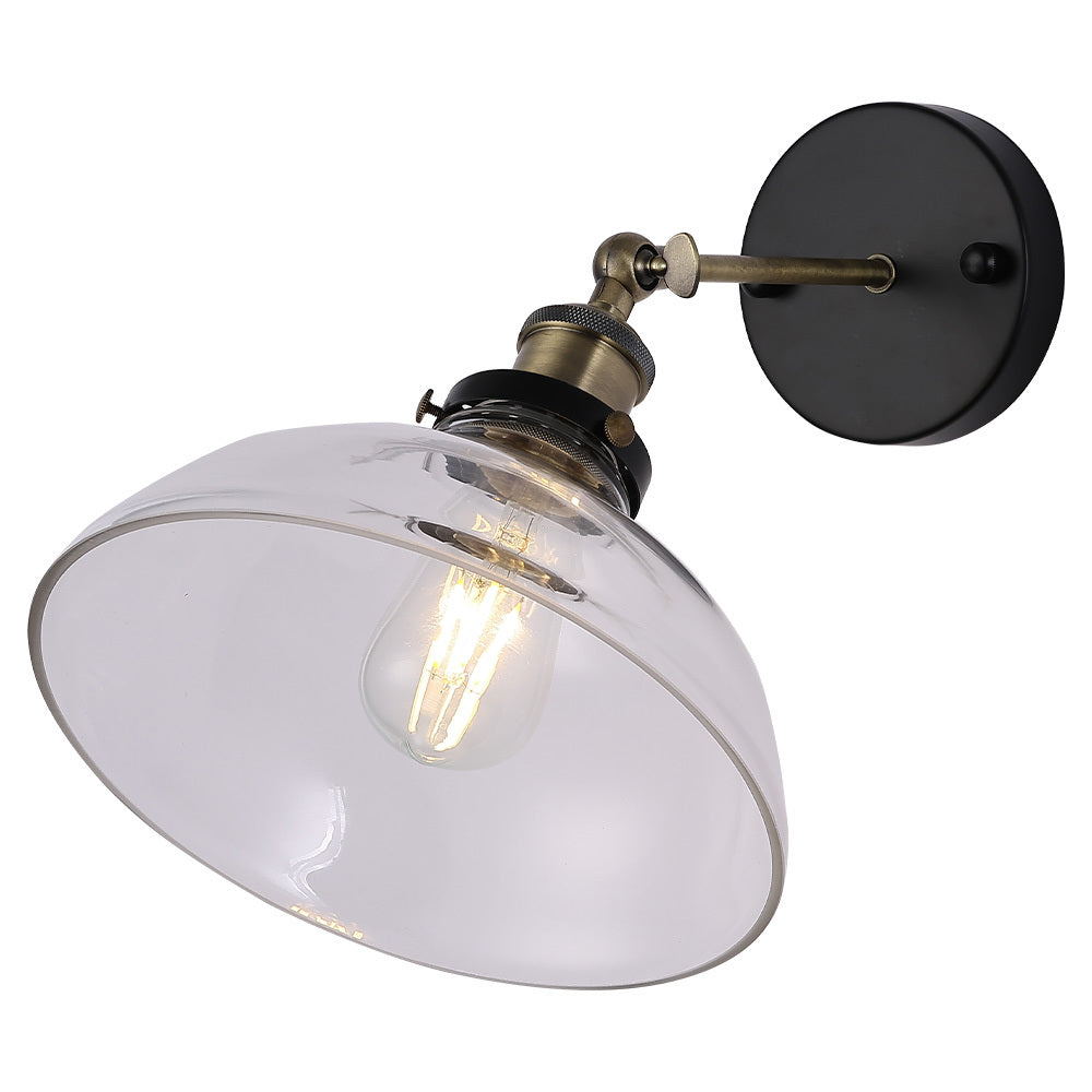 Industrial Bowl Shape Wall Sconce with Clear Glass Shade