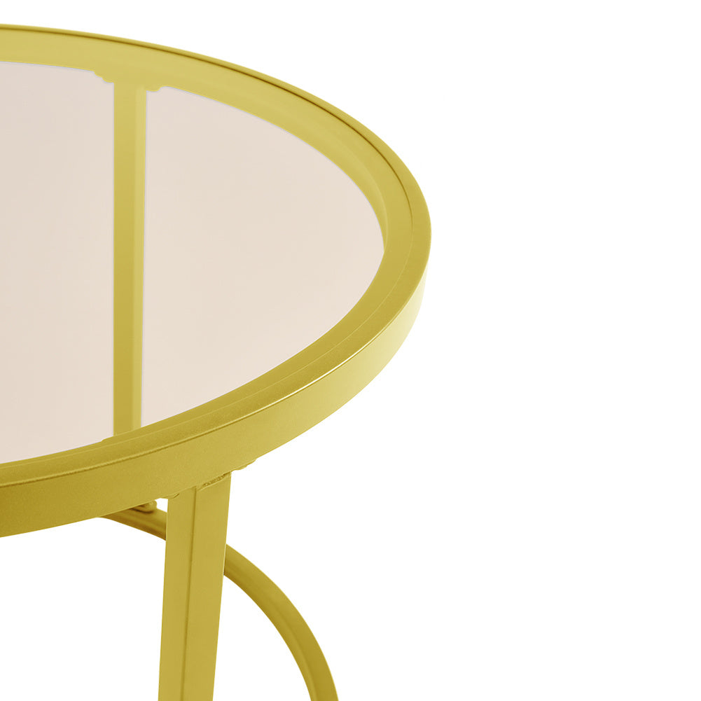 Set of 2 Gold Glass Round Nesting Coffee Table