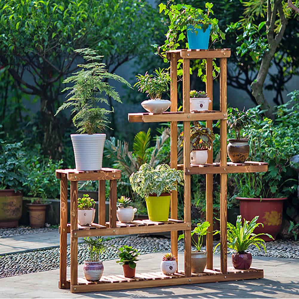 5 Tier Garden Wood Plant Stand Display Shelf