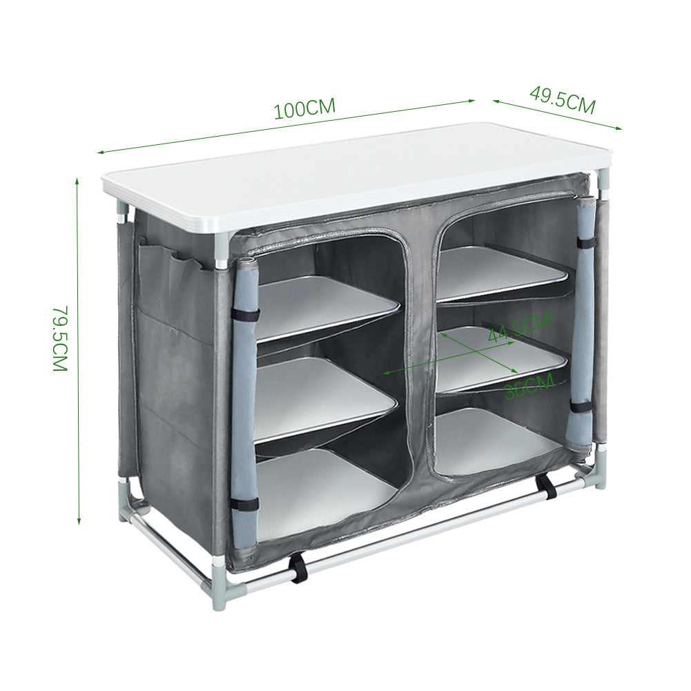 Large Camping Kitchen Cook Table Stand for Outdoor BBQ, Grey