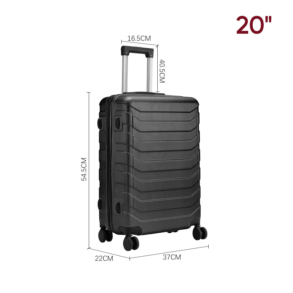 Black 20 inch Rolling Hard Shell Luggage Travel Suitcase