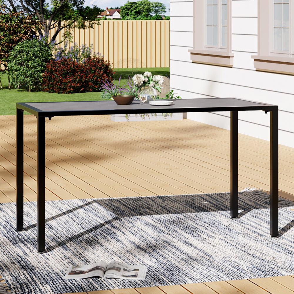 Grey 150cm Rectangular Outdoor Dining Table with Parasol Hole