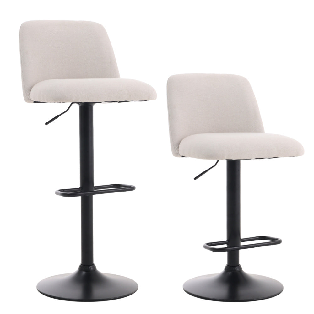 2 Set Linen Swivel Counter Bar Stools with Mid Backrest,Beige
