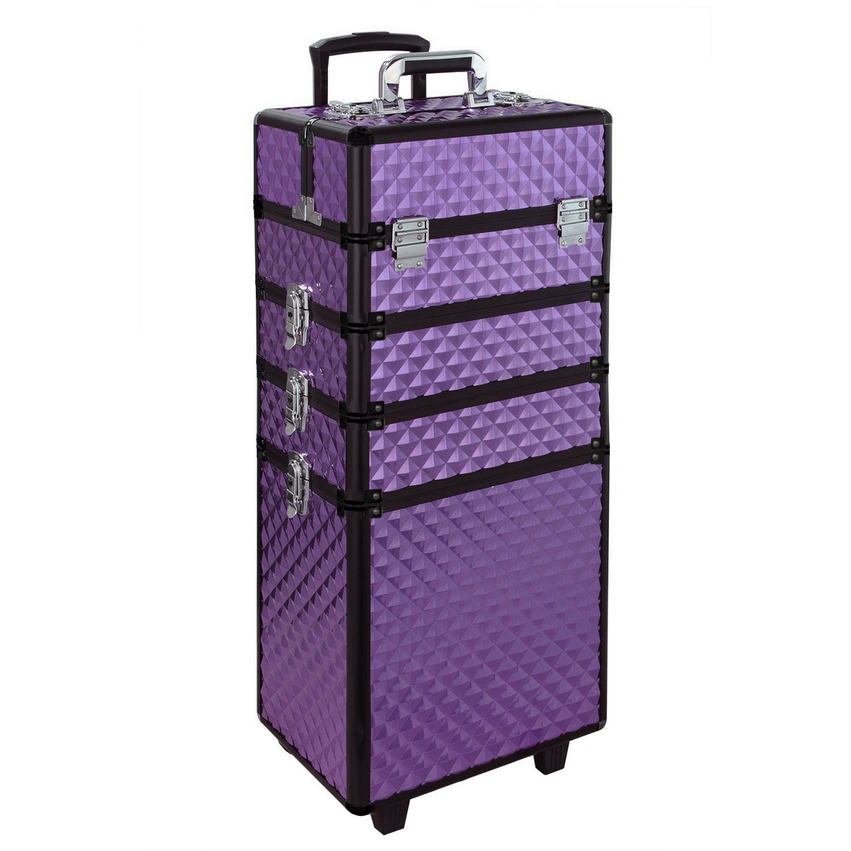 Purple 4 in 1 Professional Cosmetic Makeup Train Case