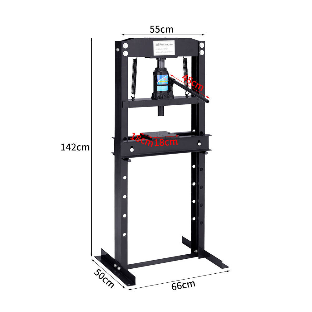 H Frame 20 Ton Hydraulic press, Black