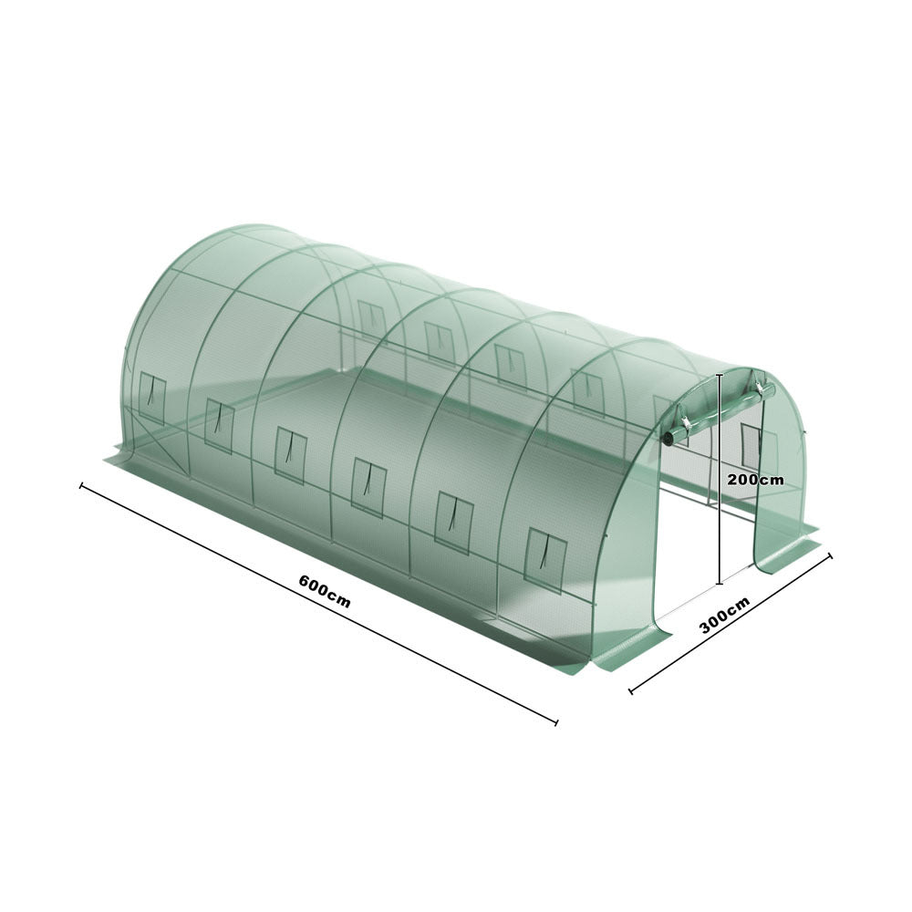 Green 6M Outdoor Tunnel Greenhouse with Steel Frame