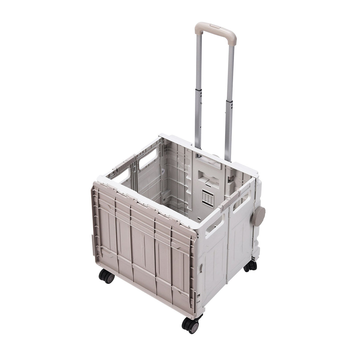 White 50L Cable Stayed Collapsible Rolling Utility Crate Shopping Cart