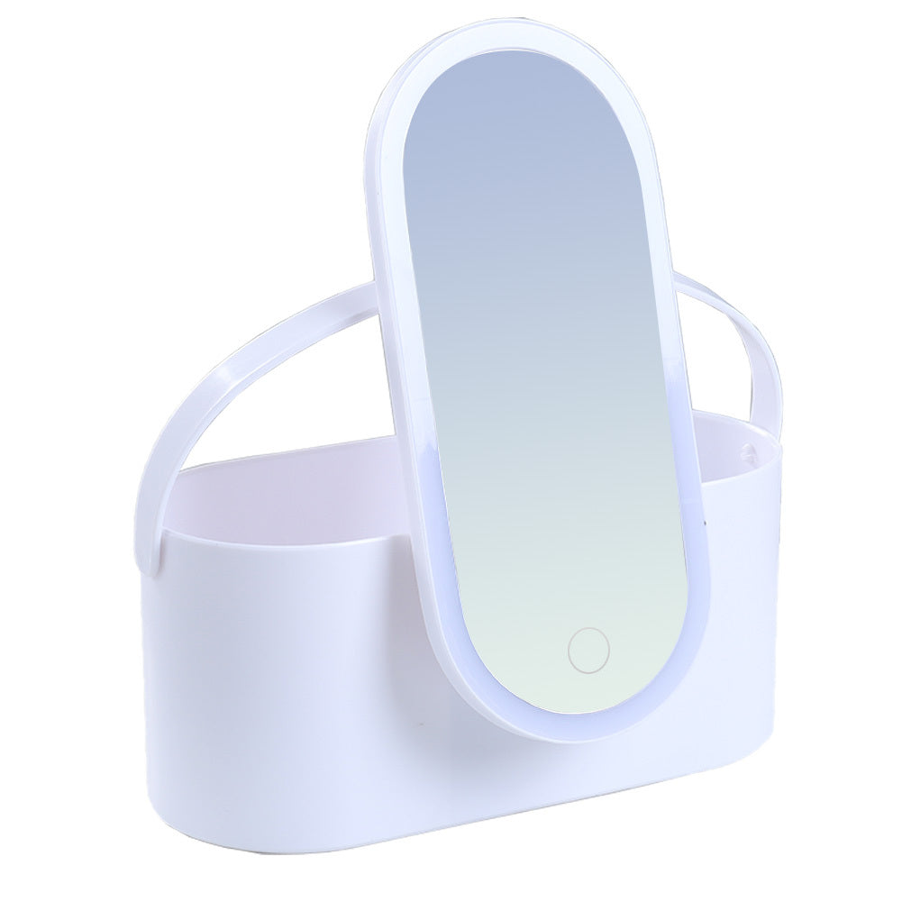 Portable Vanity Travel Makeup Box with LED Lighted Mirror, White