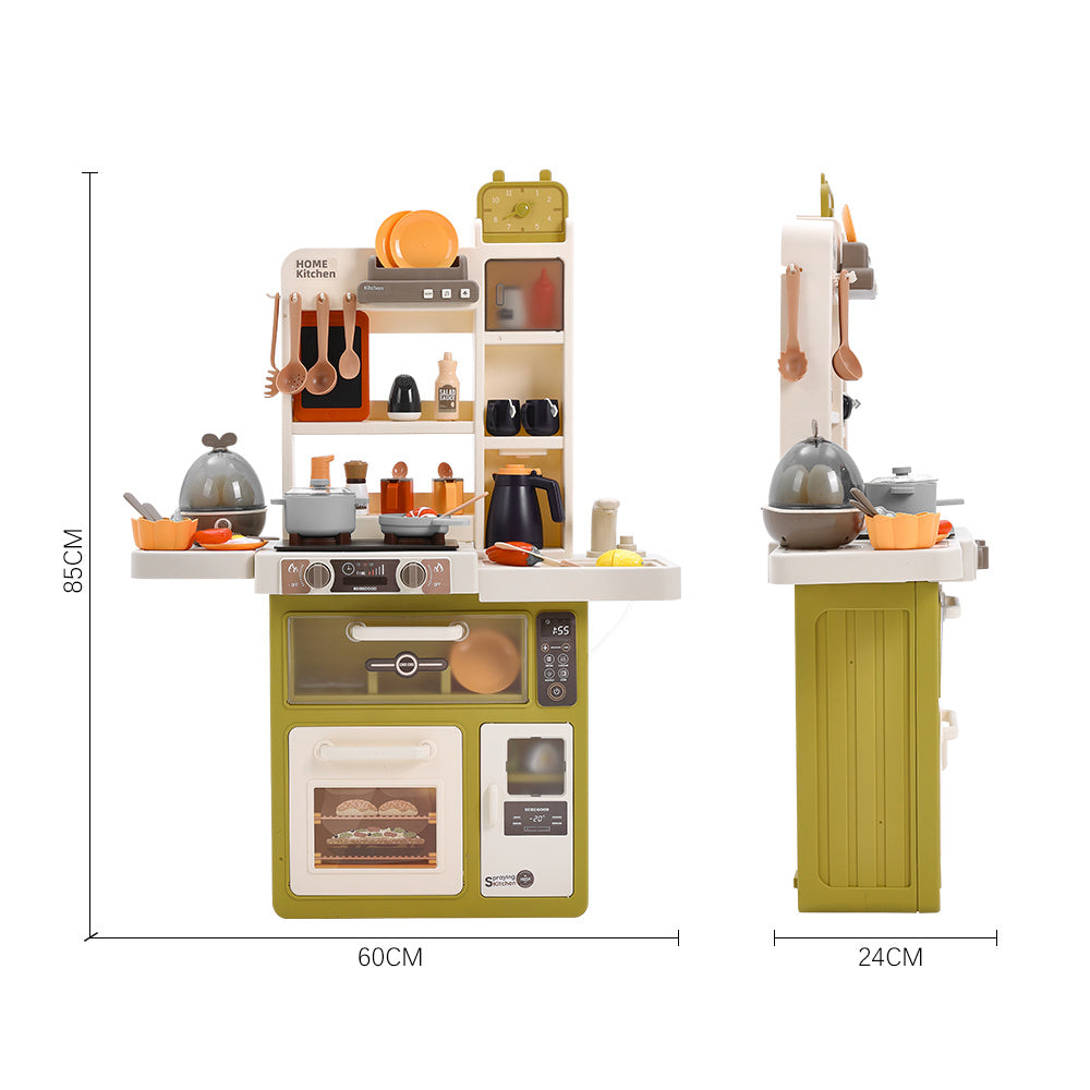 Green Mini Play Kitchen Set With 63PCS Kitchen Accessories