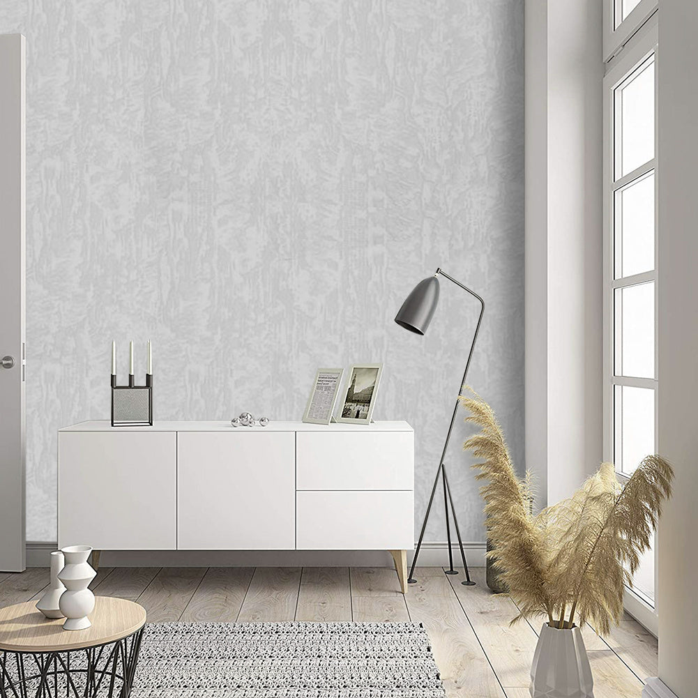 Plain Grey Non-Woven Embossed Wallpaper