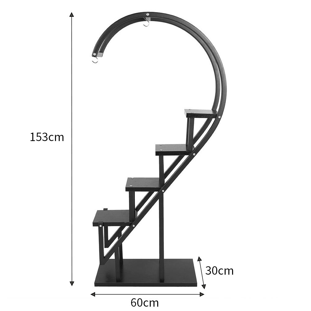 Garden Half Heart Ladder Plant Stand, Black