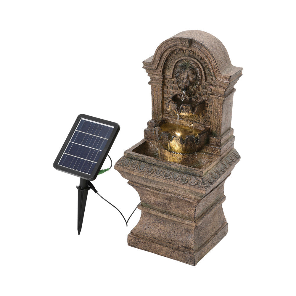 Outdoor Solar Powered Lion Water Fountain Decor