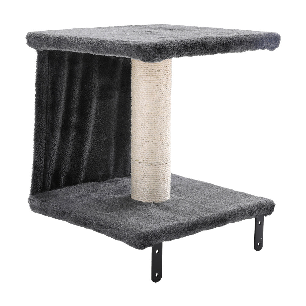 Grey Cat Tree Set with Hammock and Jumping Platform