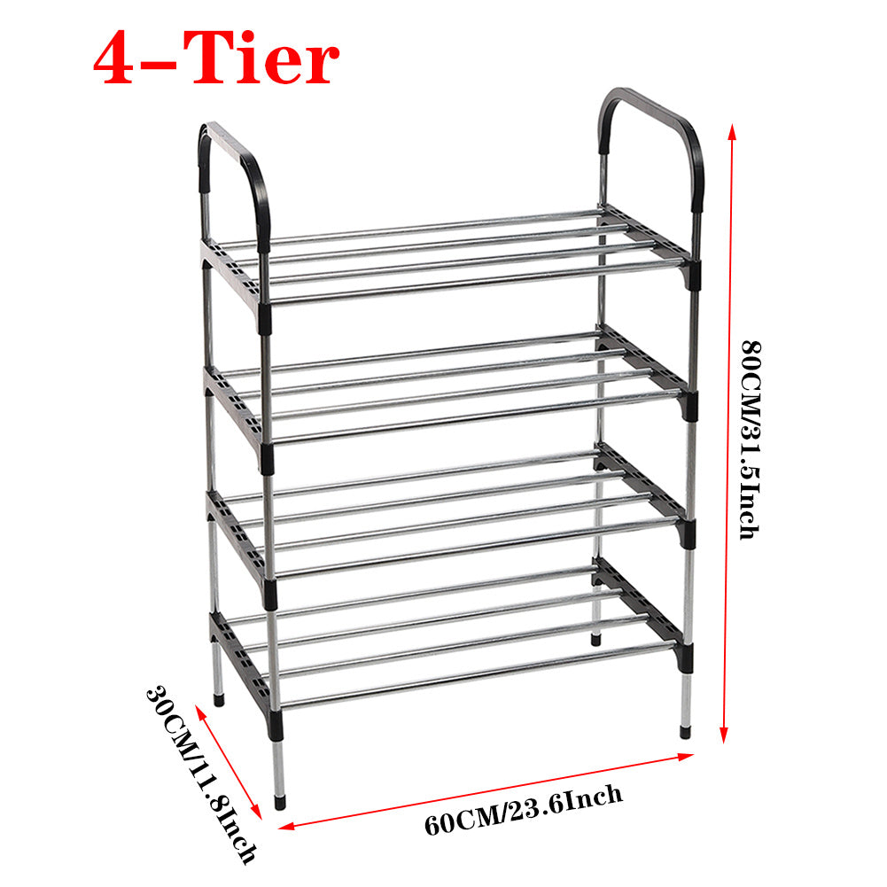 4 Tier Metal Shoe Rack Shoe Storage Stand Organiser