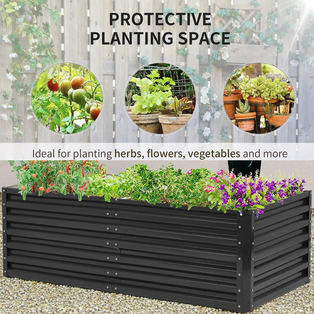Charcoal Black Metal Rectangular Raised Garden Bed