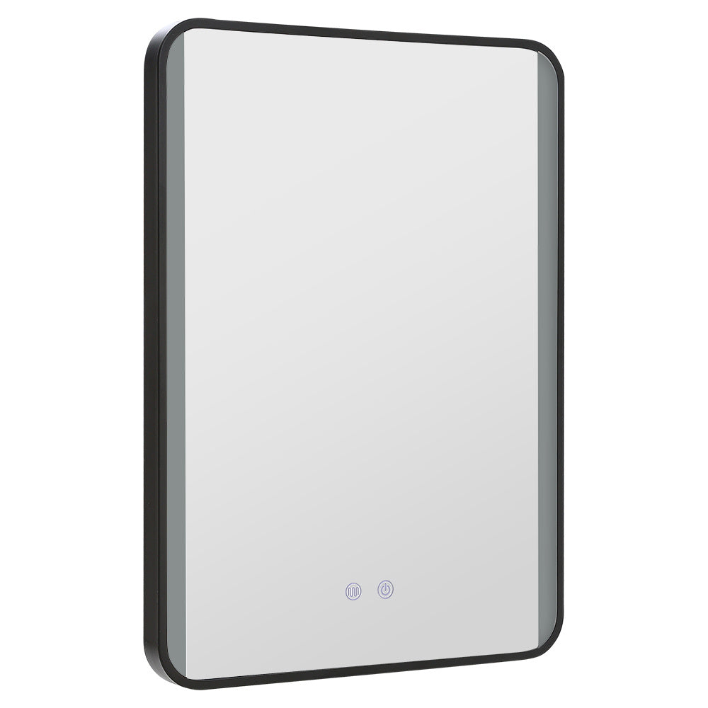 Black Framed Rectangular LED Light Bathroom Vanity Mirror