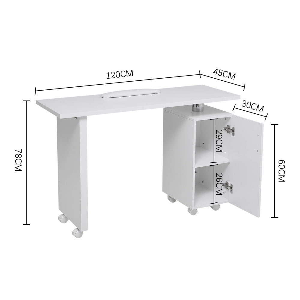 White Rolling Manicure Salon Station with Storage