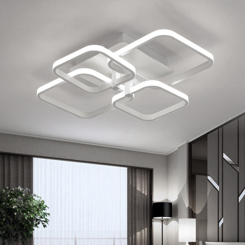 Square LED Dimmable Ceiling Light With Remote 4 Head